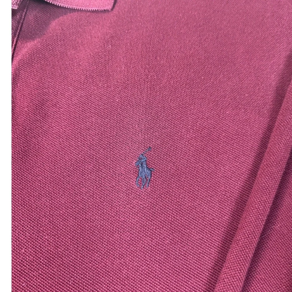 Polo Ralph Lauren Mens XL Burgundy Long Sleeve Pique Cotton Polo Shirt Maroon